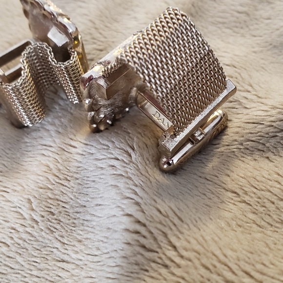 Designer cufflinks by DANTE gold mesh and emerald gem - Picture 7 of 12